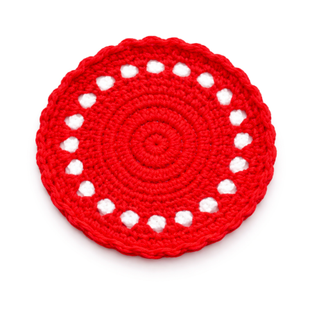Red Crochet Cotton Yarn Handcrafted Doily Coaster